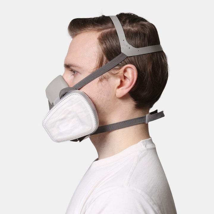 Gray-White Dual-Cartridge Respirator Mask
