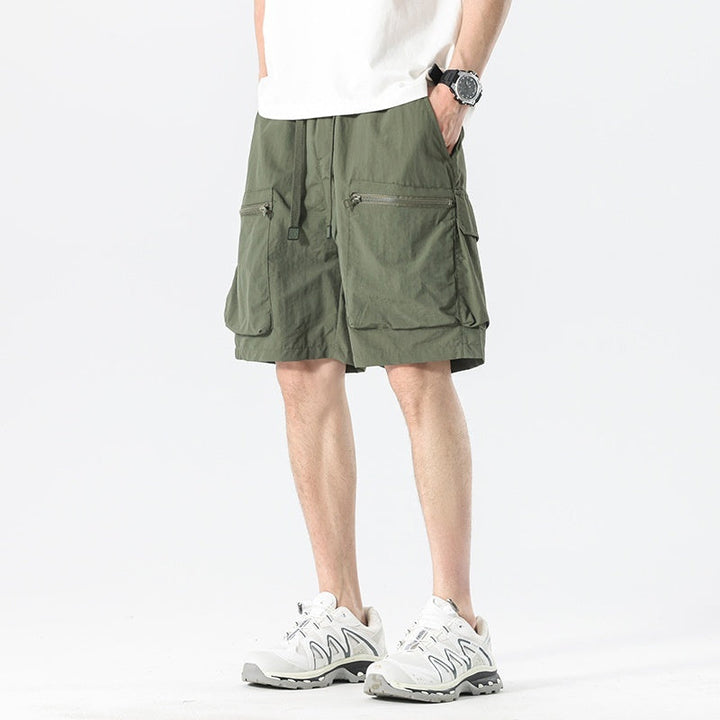 Ice-silk Work Shorts For Men Summer Thin Mid-length Pants