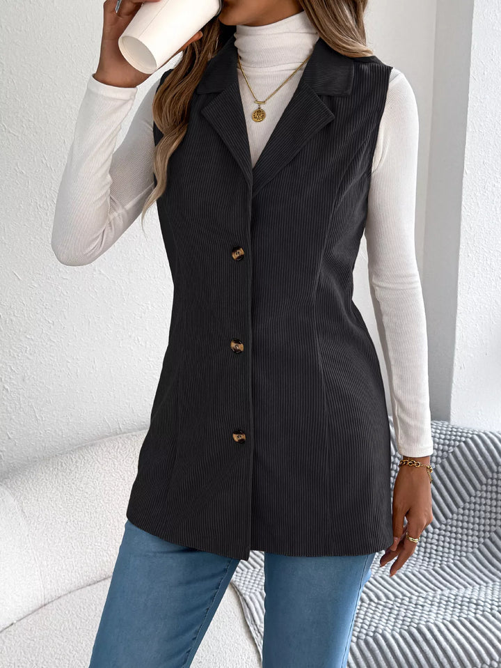 Button-Front Longline Vest Coat
