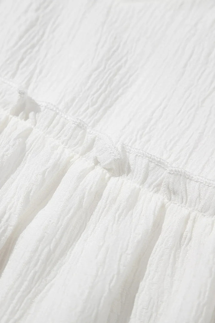 Ruffled Trim V Neck Flutter Flowy Top