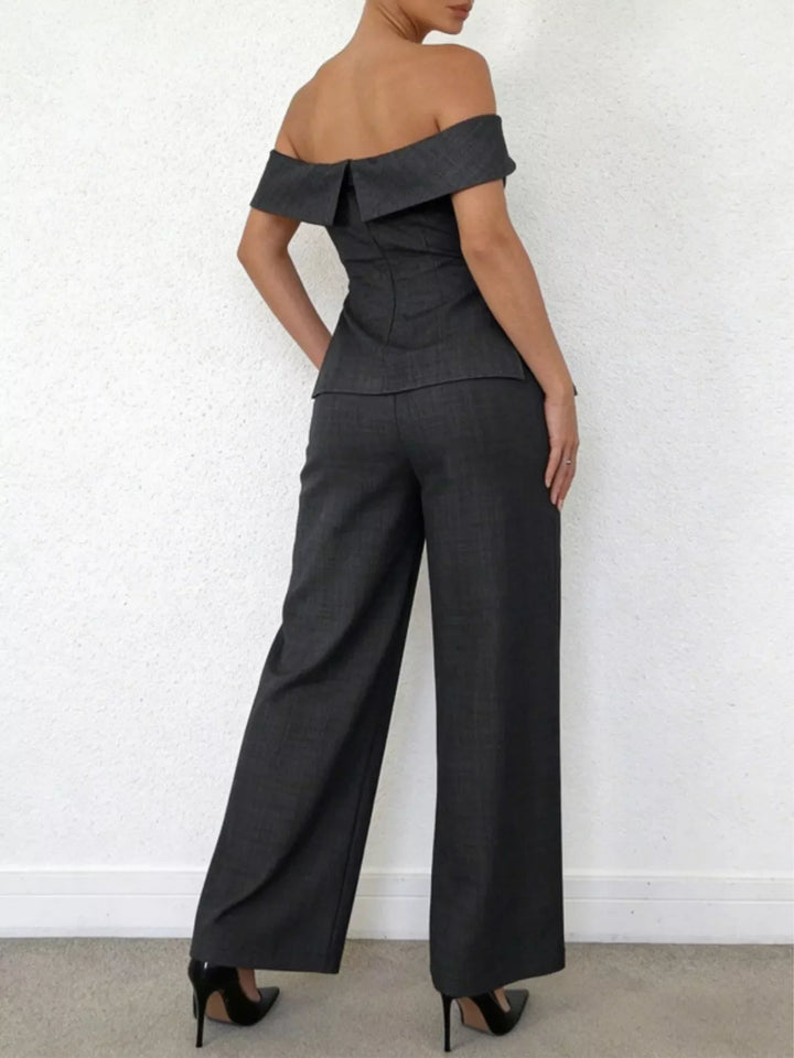 Off-Shoulder Top and Wide-Leg Pants Set