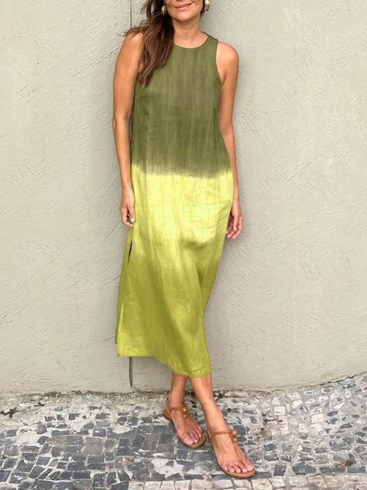 Full Size Sleeveless Gradient Tank Midi Dress Plus Size