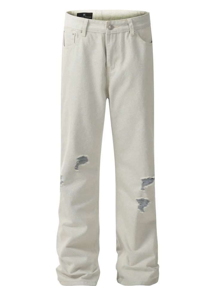 Men's Distressed Wash Straight Leg Jeans
