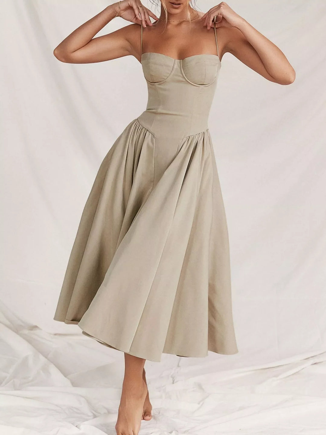 Sweetheart Neck Midi Cami Dress
