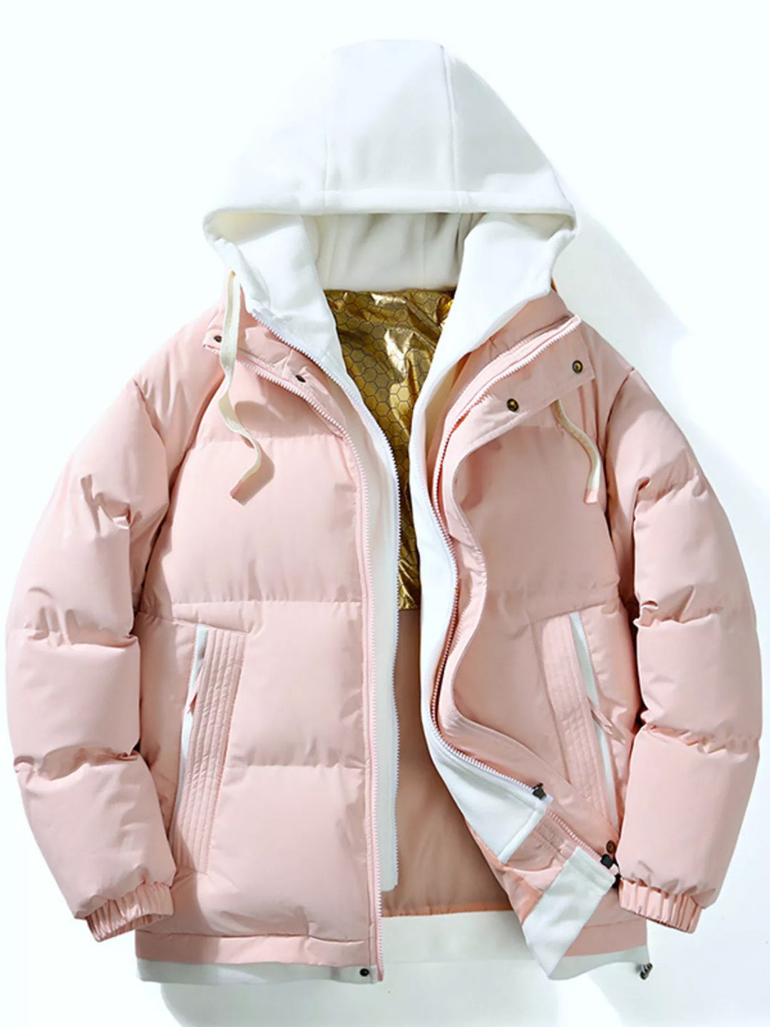 Men's Full Size Two-Tone Hooded Puffer Jacket Plus Size