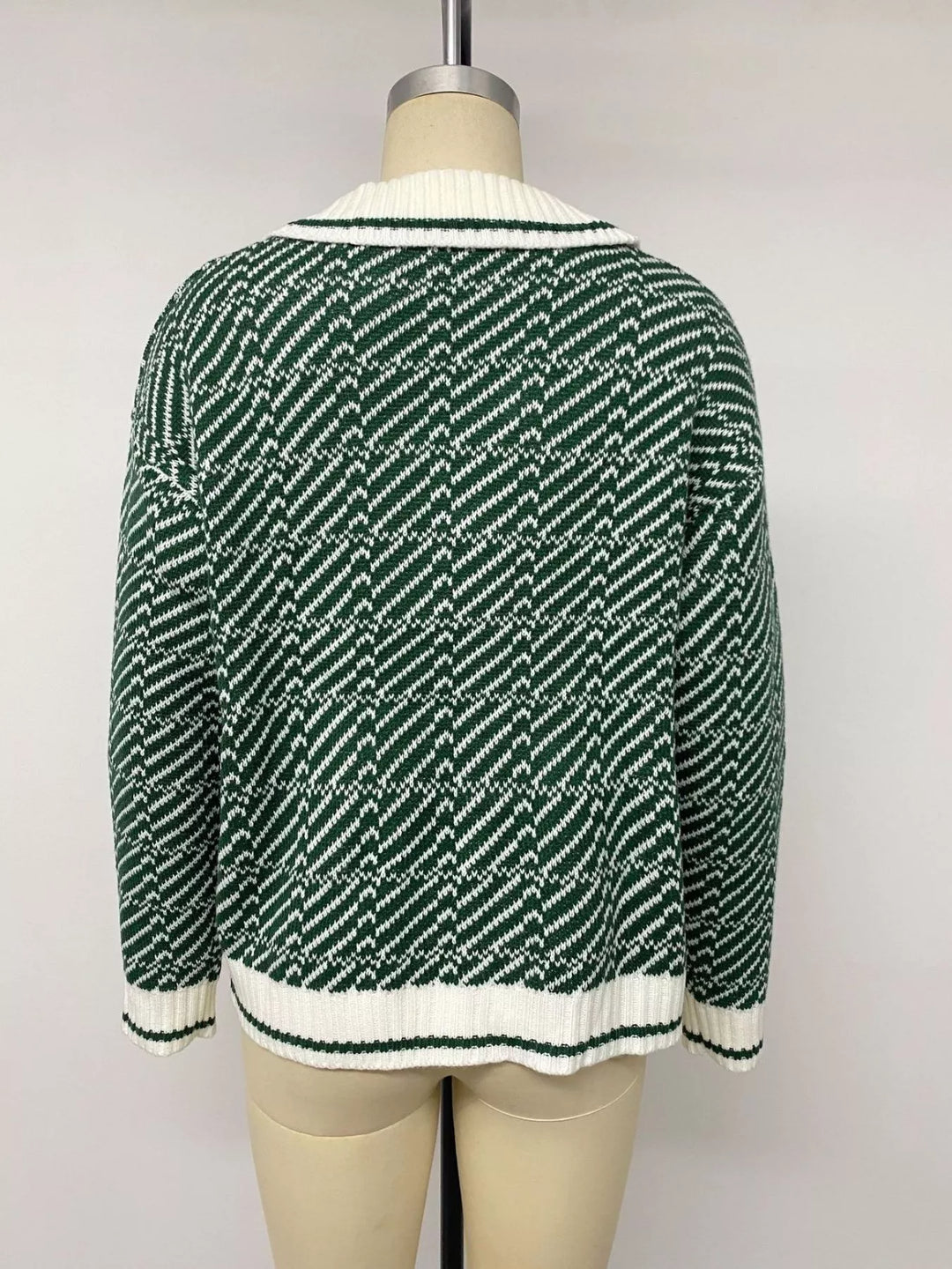 Geometric Patterned Collared Sweater