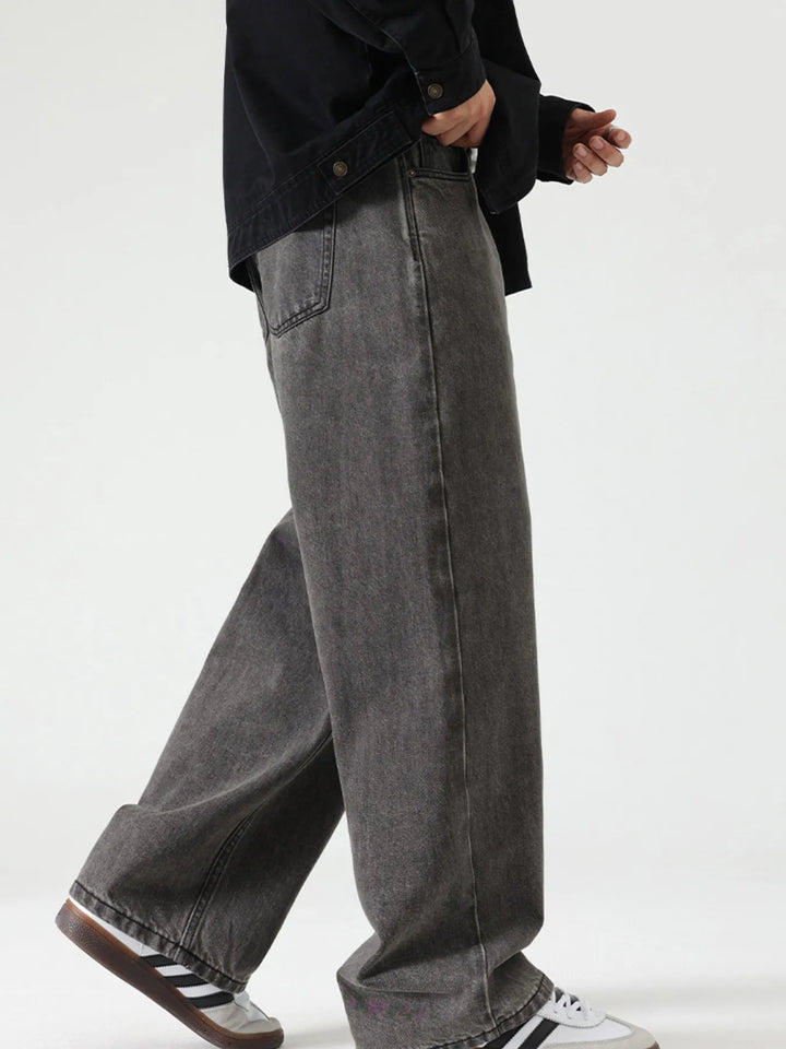 Men's Washed Wide Leg Jeans