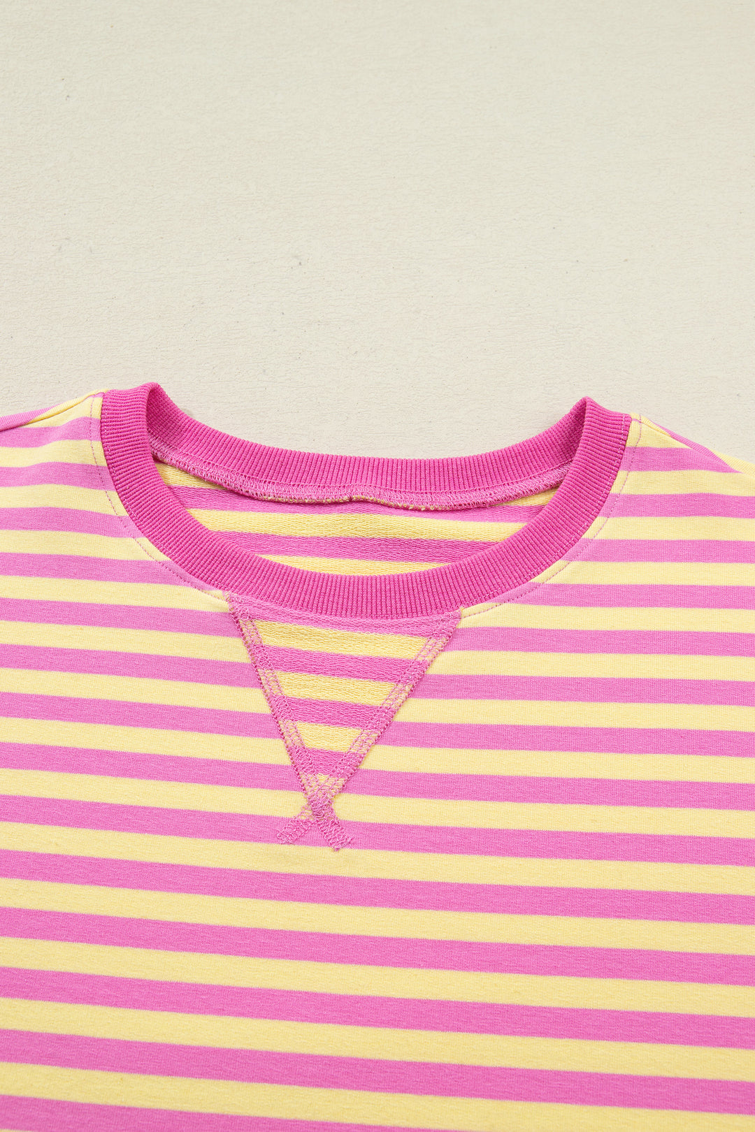 Rose Stripe Drop Shoulder Boxy Casual Terry Short Set