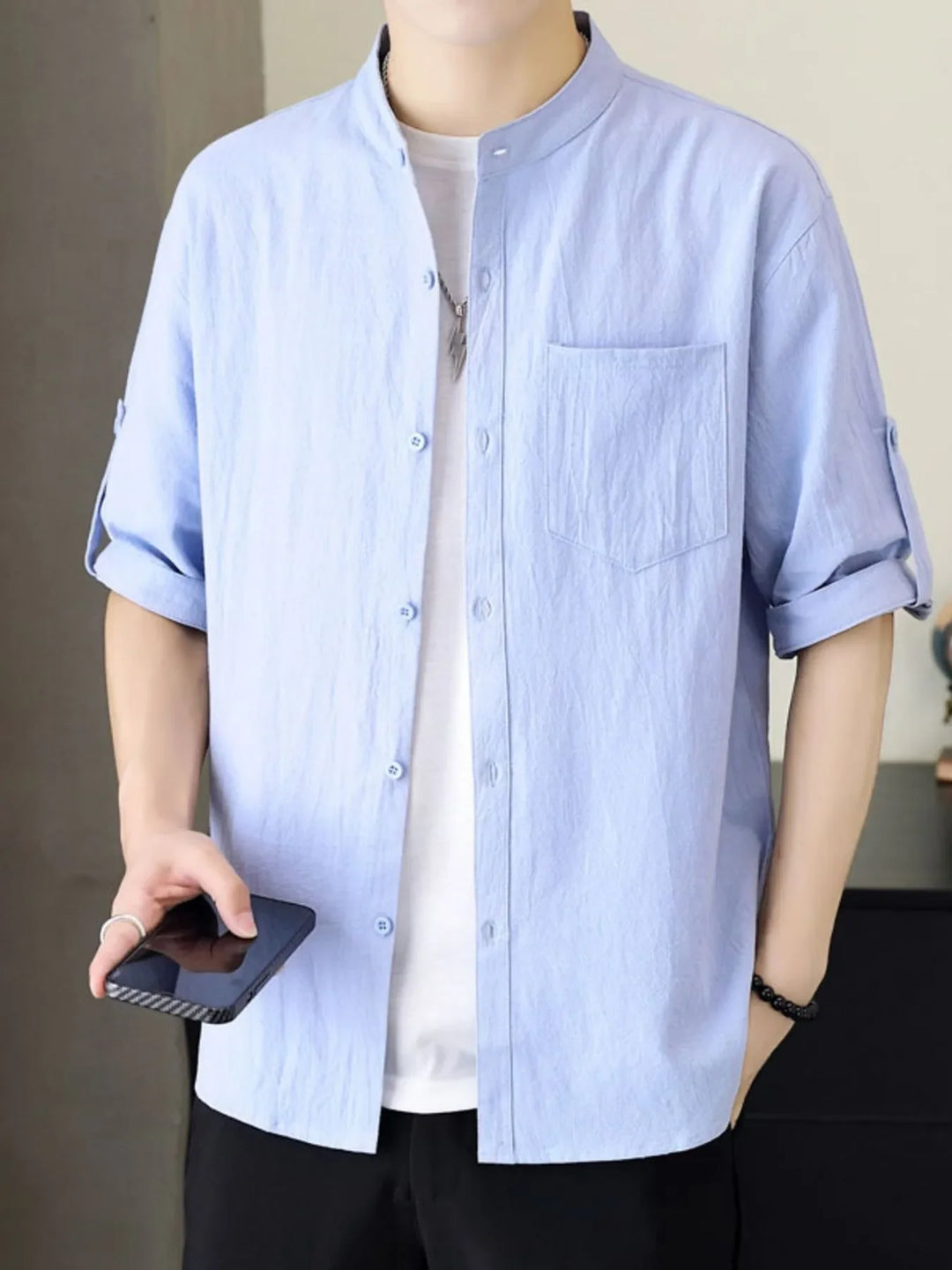 Men's Plus Size Button Up Short Sleeve Shirt
