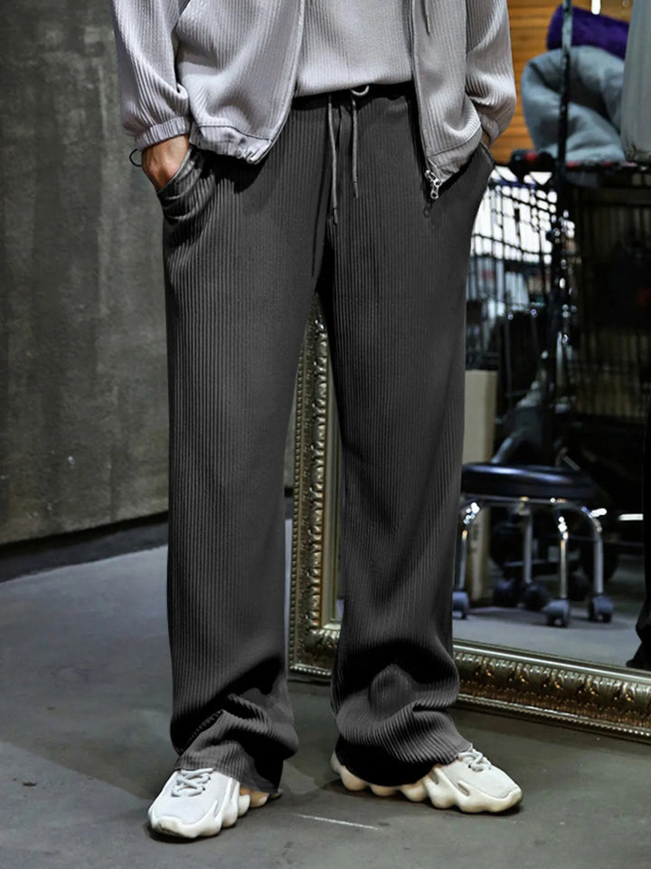 Men's Full Size Relaxed Fit Drawstring Wide Leg Pants Plus Size