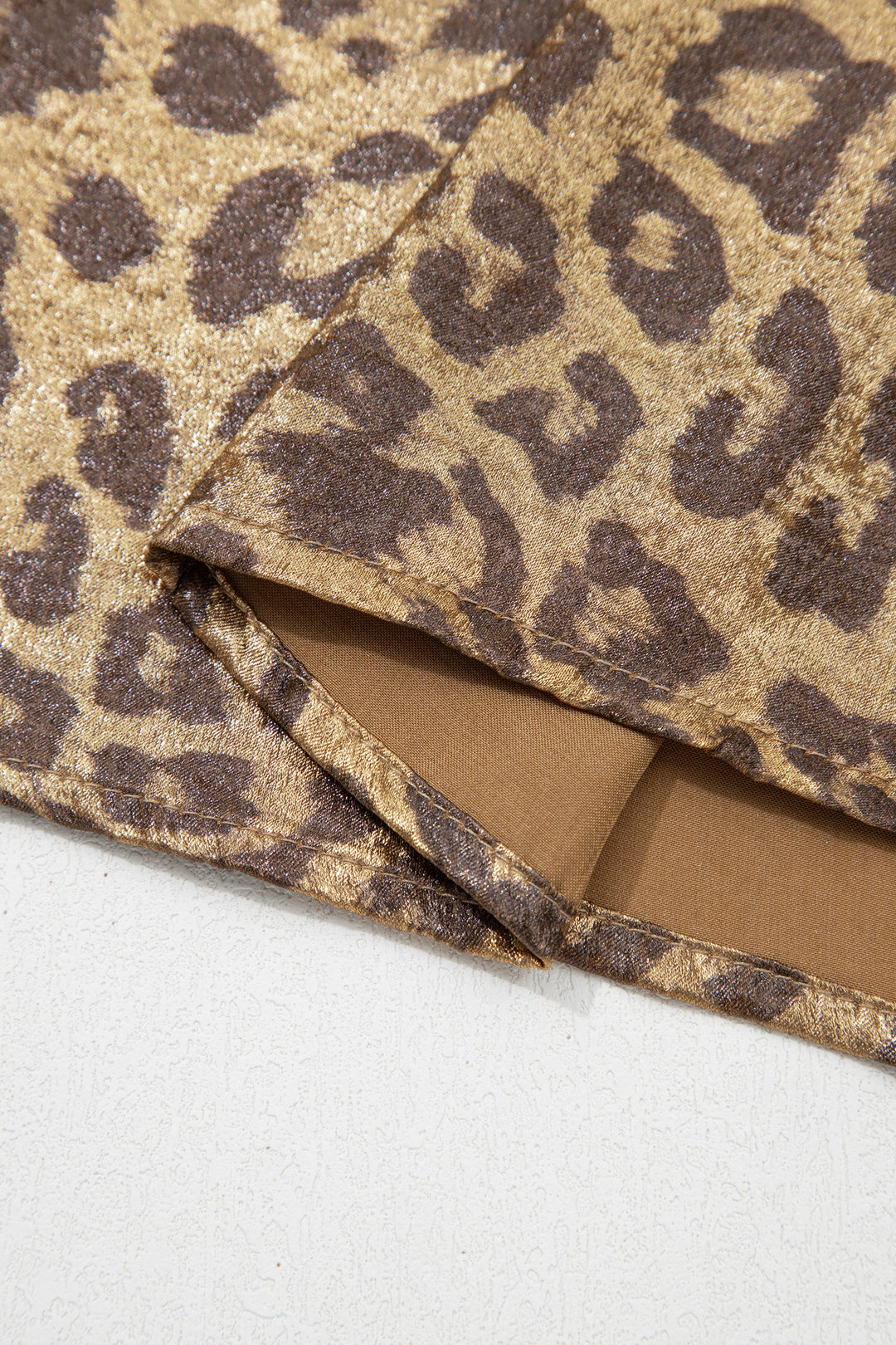 Gold Half Sleeve Metallic Leopard Print Blouse