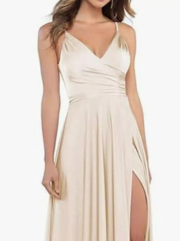 Ruched Slit Maxi Cami Dress