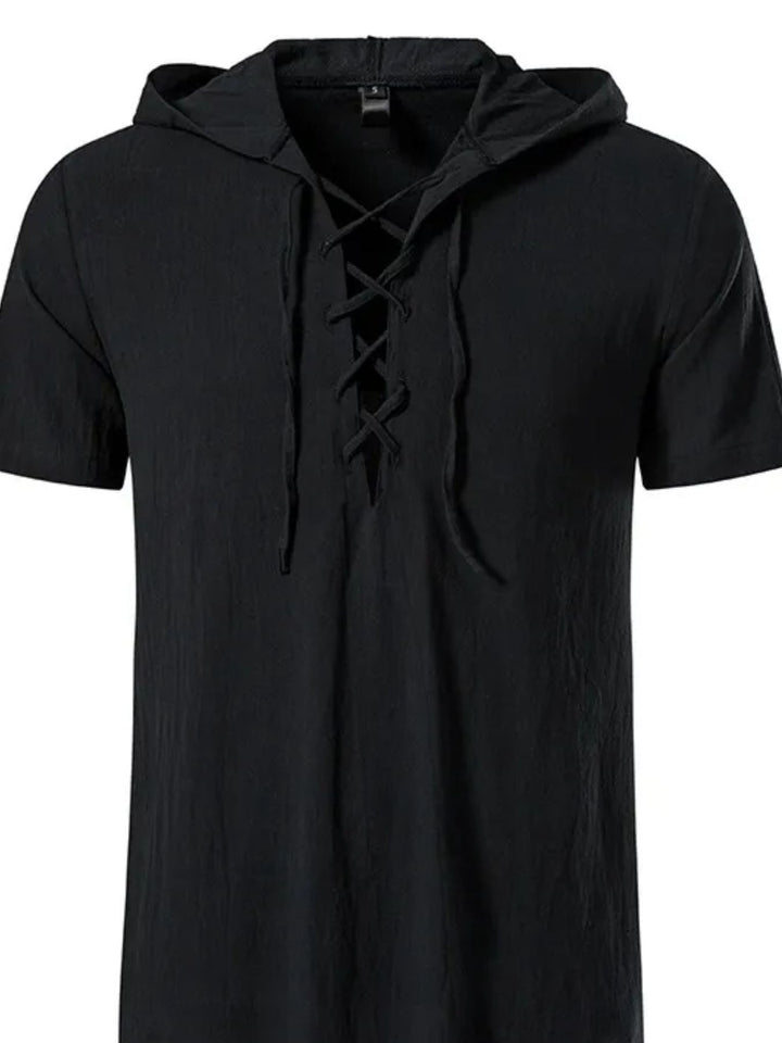 Men's Casual Lace-Up Hooded Top