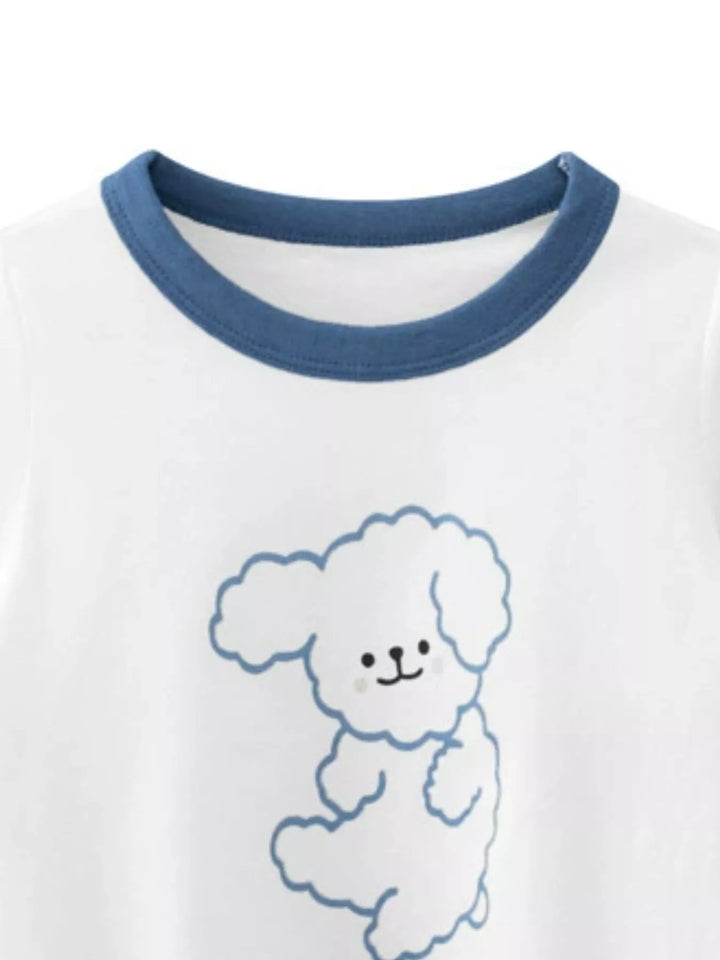 Children's Dog Graphic T-Shirt with Contrast Trim