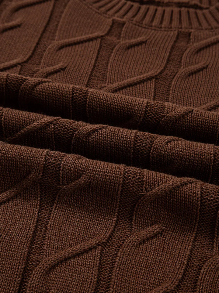 Cable Texture Crew Neck Short Sleeve Sweater Top