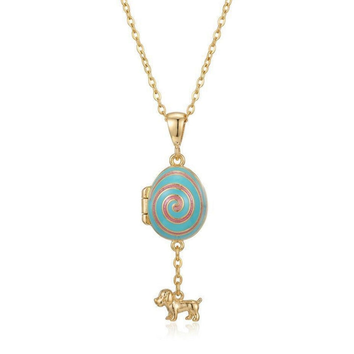 Colorful Dripped-Oil Egg Tumbler Puppy Pendant Necklace