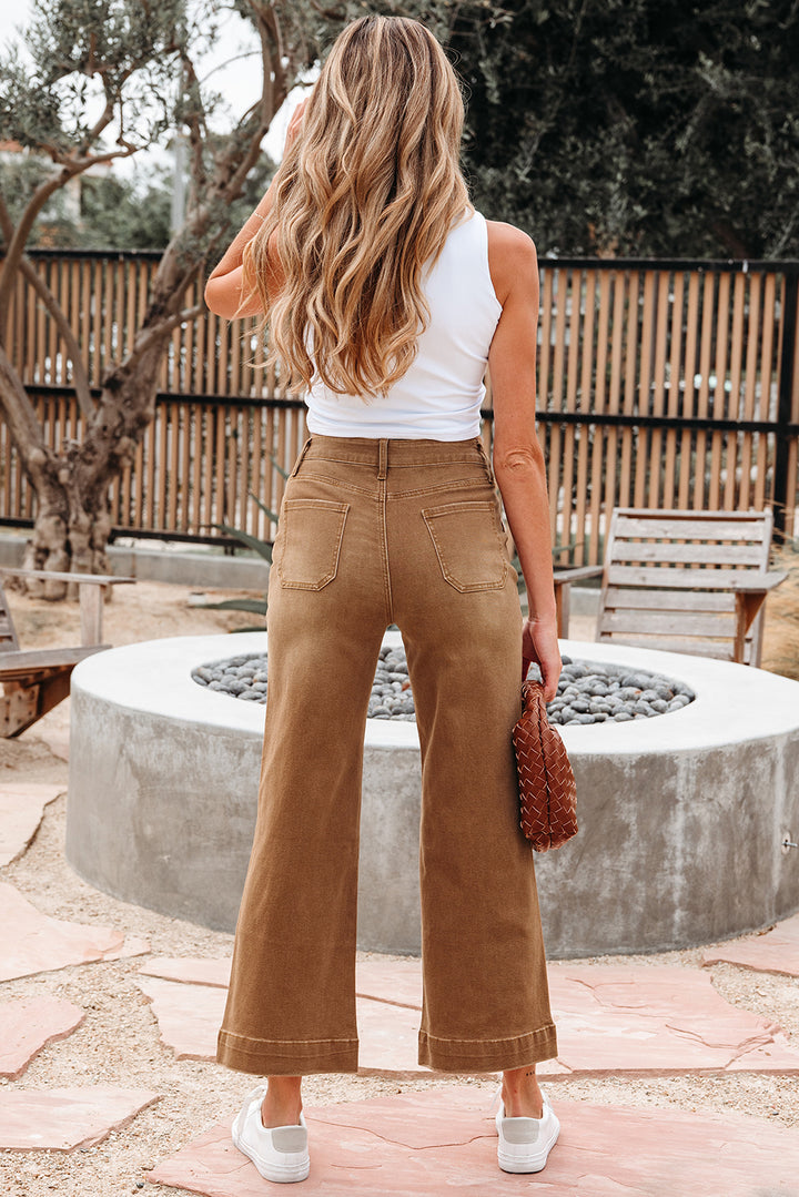 Breen Cropped High Rise Wide Leg Jeans