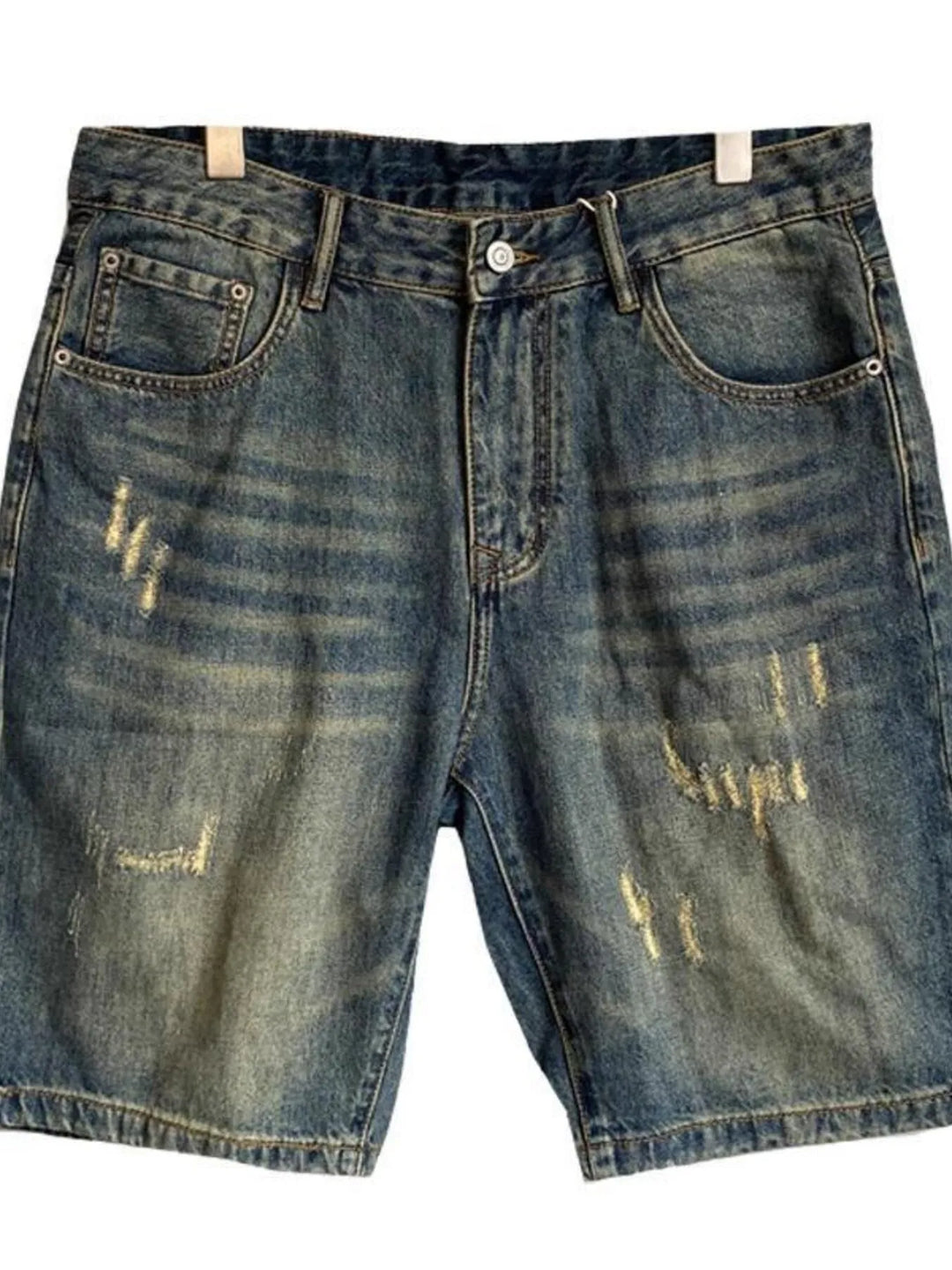 Men's Vintage Washed Distressed Denim Shorts