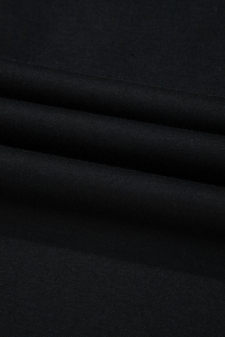 Black Striped Patch Front Casual Tee