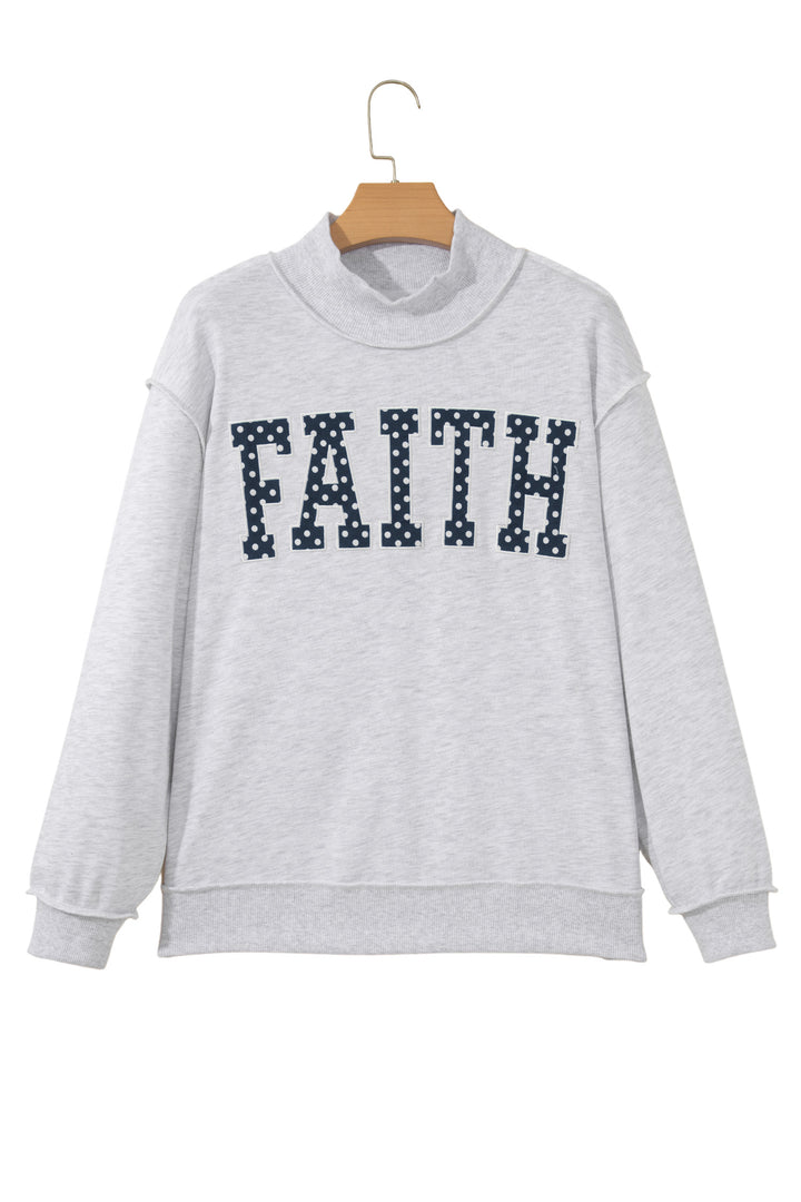 Light Grey High Neck Polka Dot Slogan Printed Baggy Sweatshirt