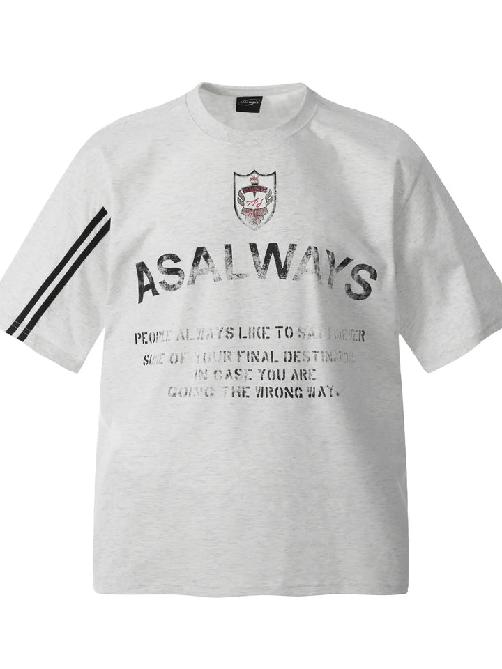 Men's Letter Round Neck Short Sleeve T-Shirt