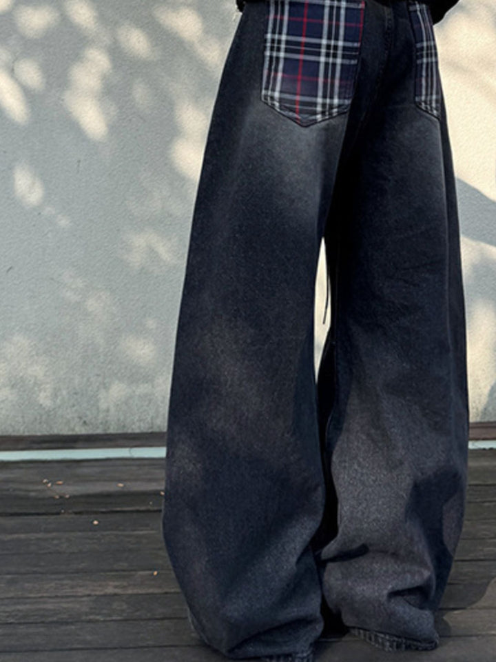 Men's Full Size Vintage Wash Wide Leg Jeans Plus Size