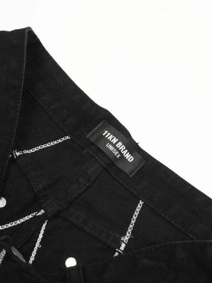 Men's Spider Web Embroidered Flared Jeans
