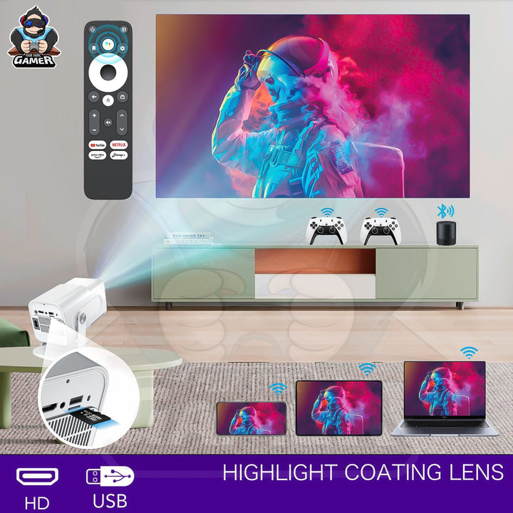 Mini Game Console Android WiFi Gamepad 4K HD Projector
