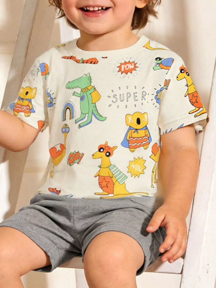 Children's Animal Print Crew Neck T-Shirt