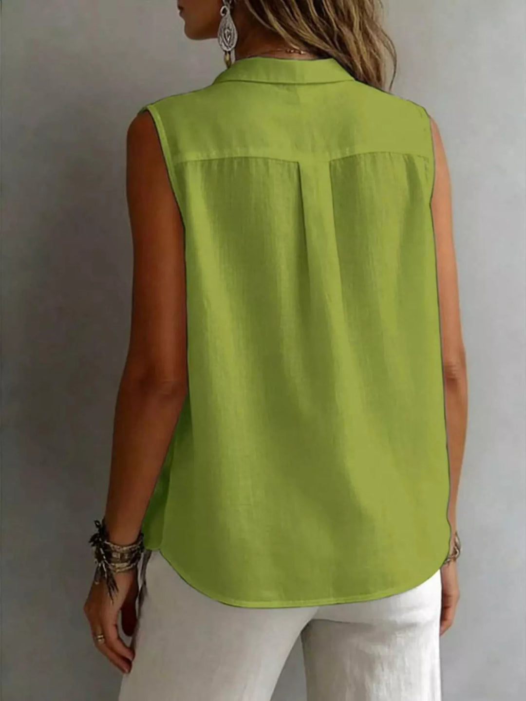 Sleeveless Button-Down Shirt