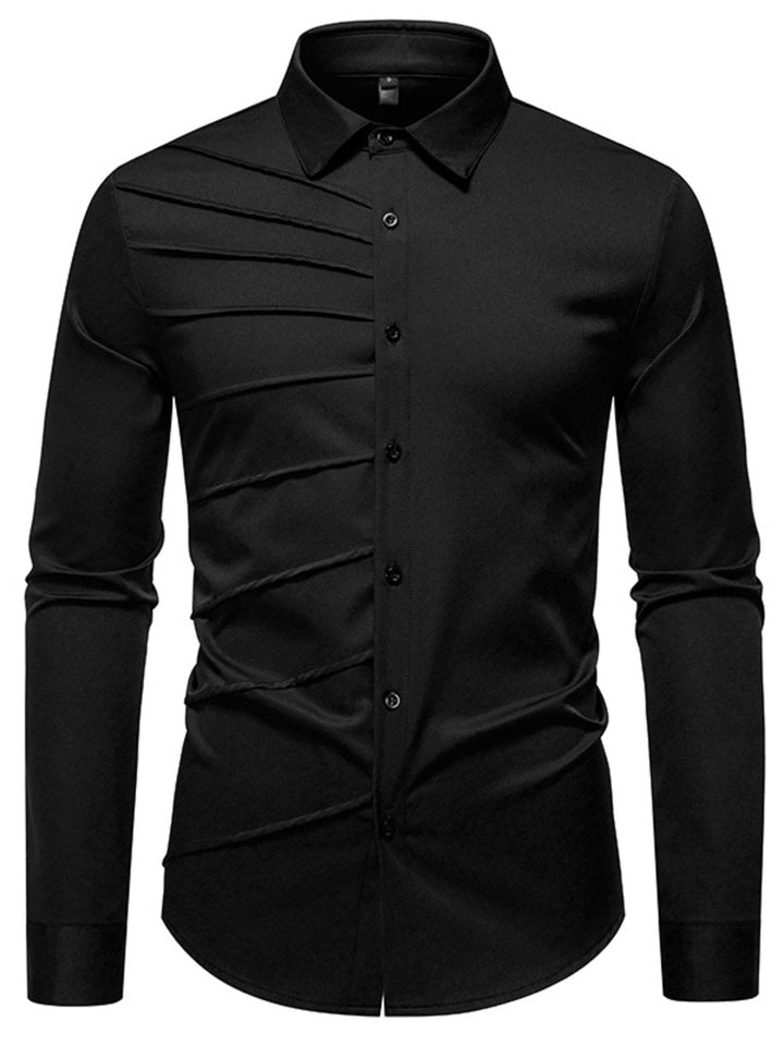 Men's Slim Fit Ruched Long Sleeve Shirt