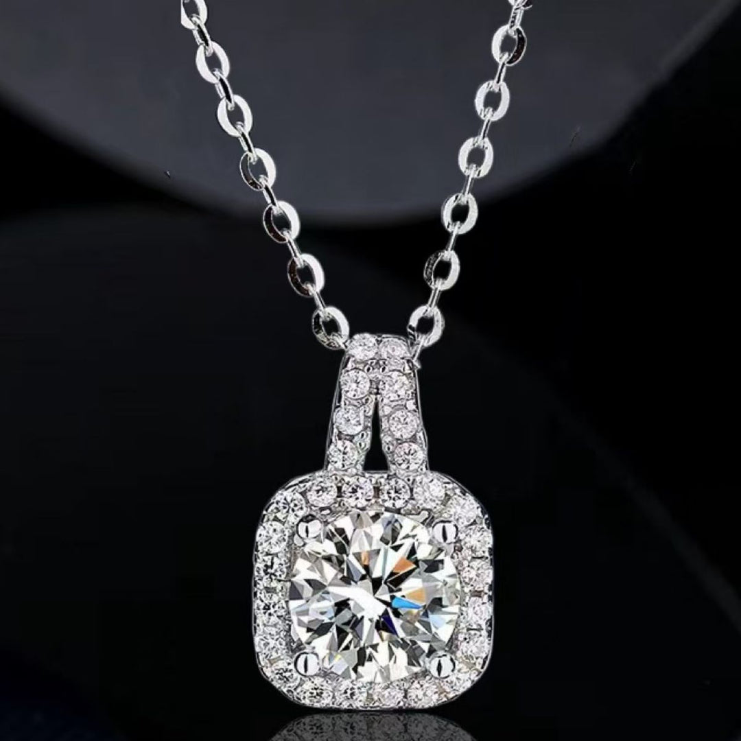 1 Carat Moissanite 925 Sterling Silver Pendant Necklace