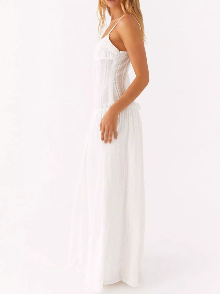 Ruched Spaghetti Strap Maxi Dress