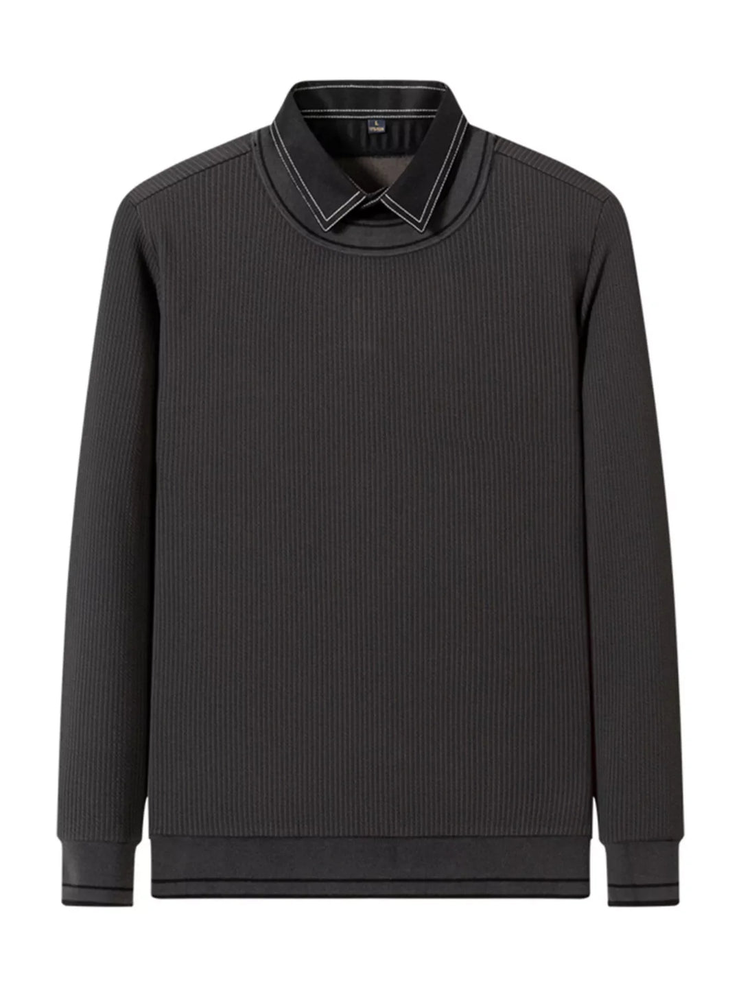 Men's Plus Size Collared Neck Ribbed Sweater