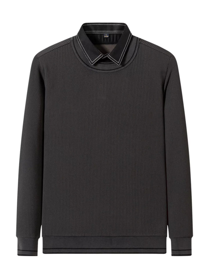 Men's Plus Size Collared Neck Ribbed Sweater