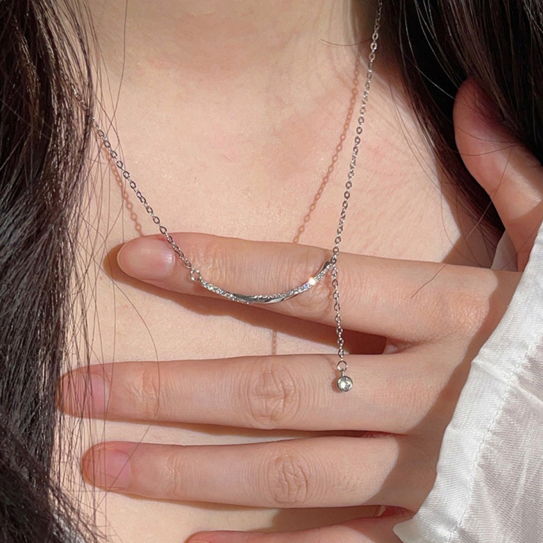 925 Sterling Silver Bar Chain Adjustable Necklace