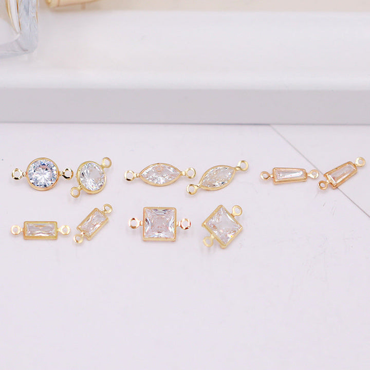 Geometric Zircon Bezel Set Pendant - Gold Plated Color Retention Charm for DIY Earring Jewelry Making Accessories