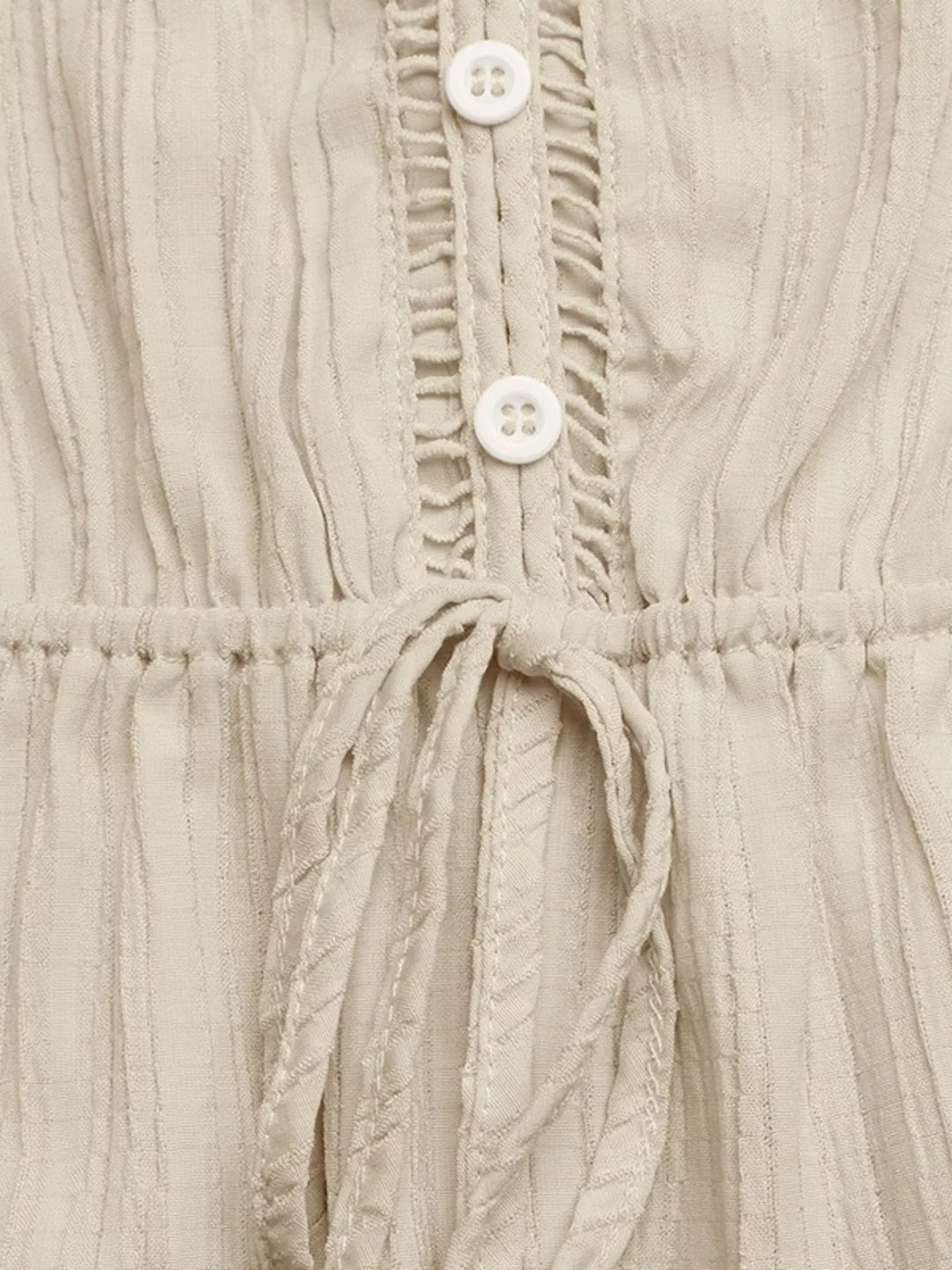 V-Neck Drawstring Waist Wide Leg Jumpsuit