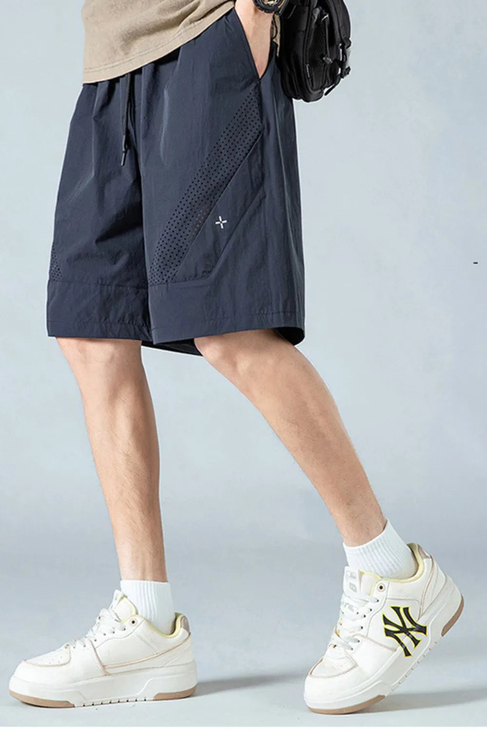 Men's Plus Size Mesh Panel Training Shorts with Drawstring Waist