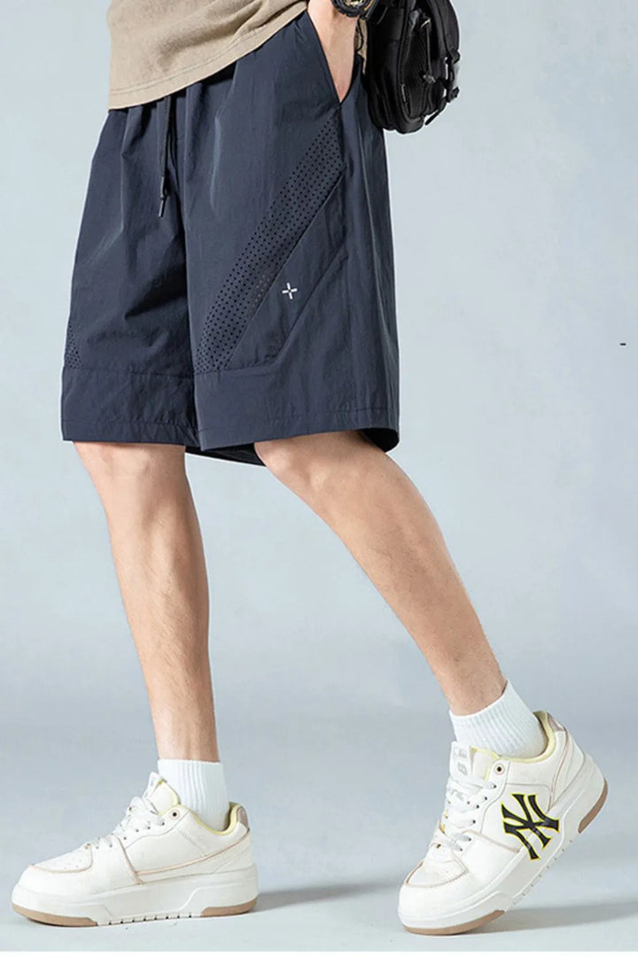 Men's Plus Size Mesh Panel Training Shorts with Drawstring Waist