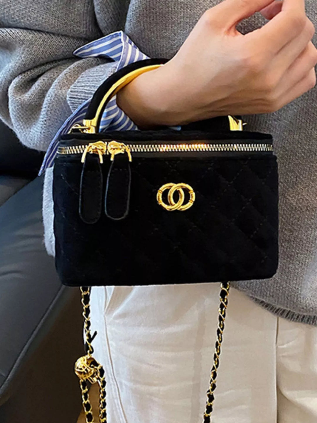 Quilted Top Handle Crossbody Bag