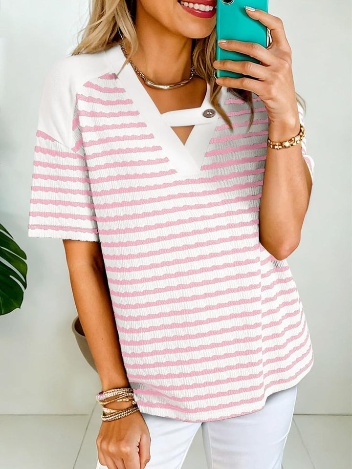 Striped Short Sleeve Casual T-Shirt