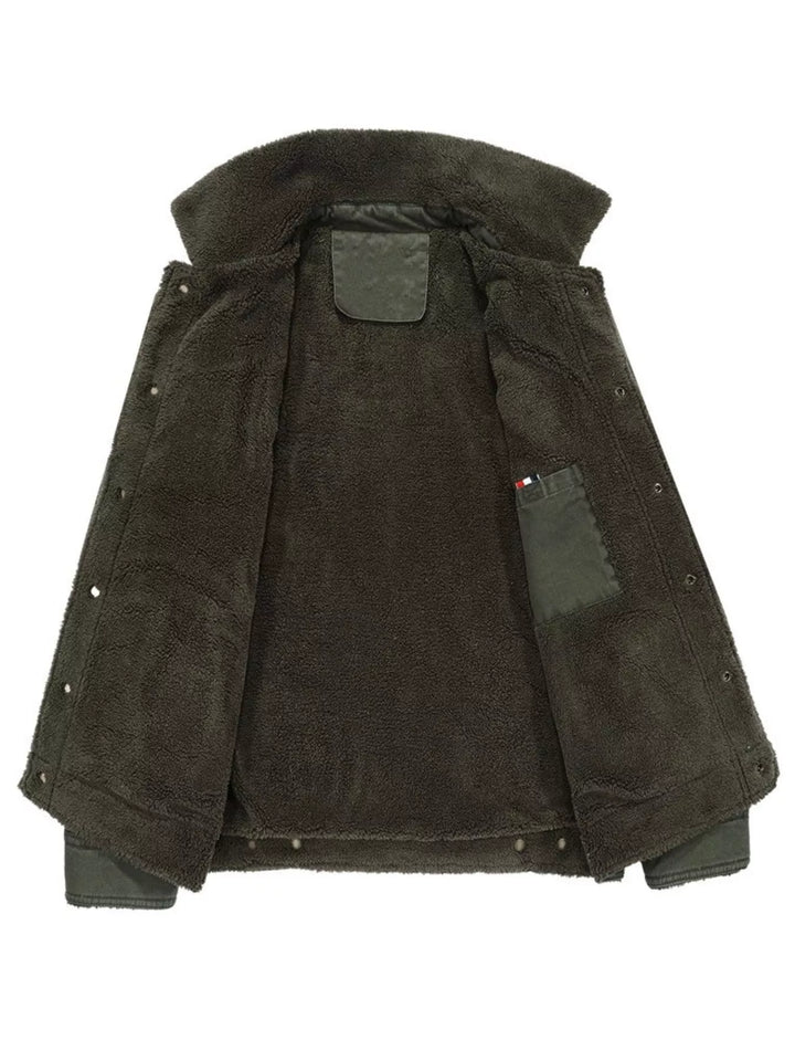 Men's Plus Size Solid Color Sherpa Lined Jacket