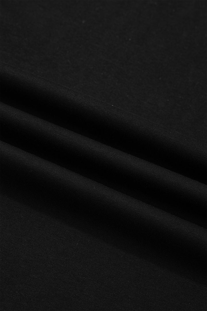 Black Casual Solid Short Sleeve Top with Metal Button Details Key Features