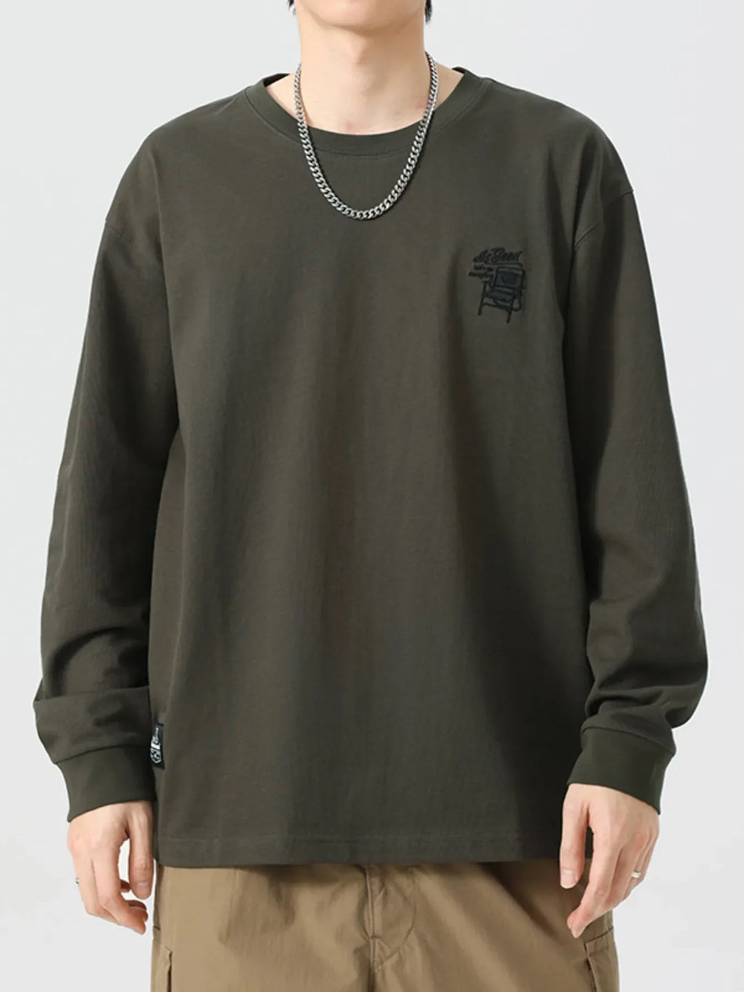 Men's Plus Size Round Neck Long Sleeve T-Shirt