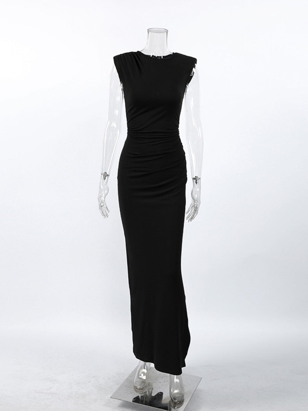 Slit Sleeveless Round Neck Maxi Dress