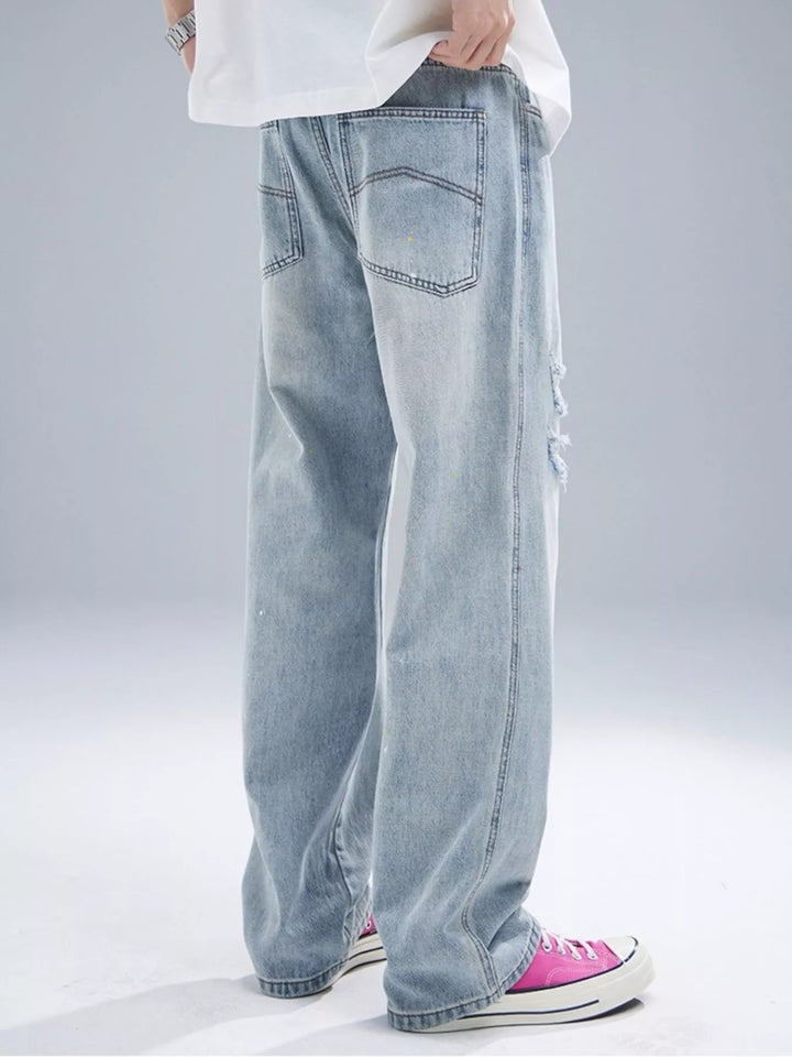 Men's Distressed Wide Leg Jeans