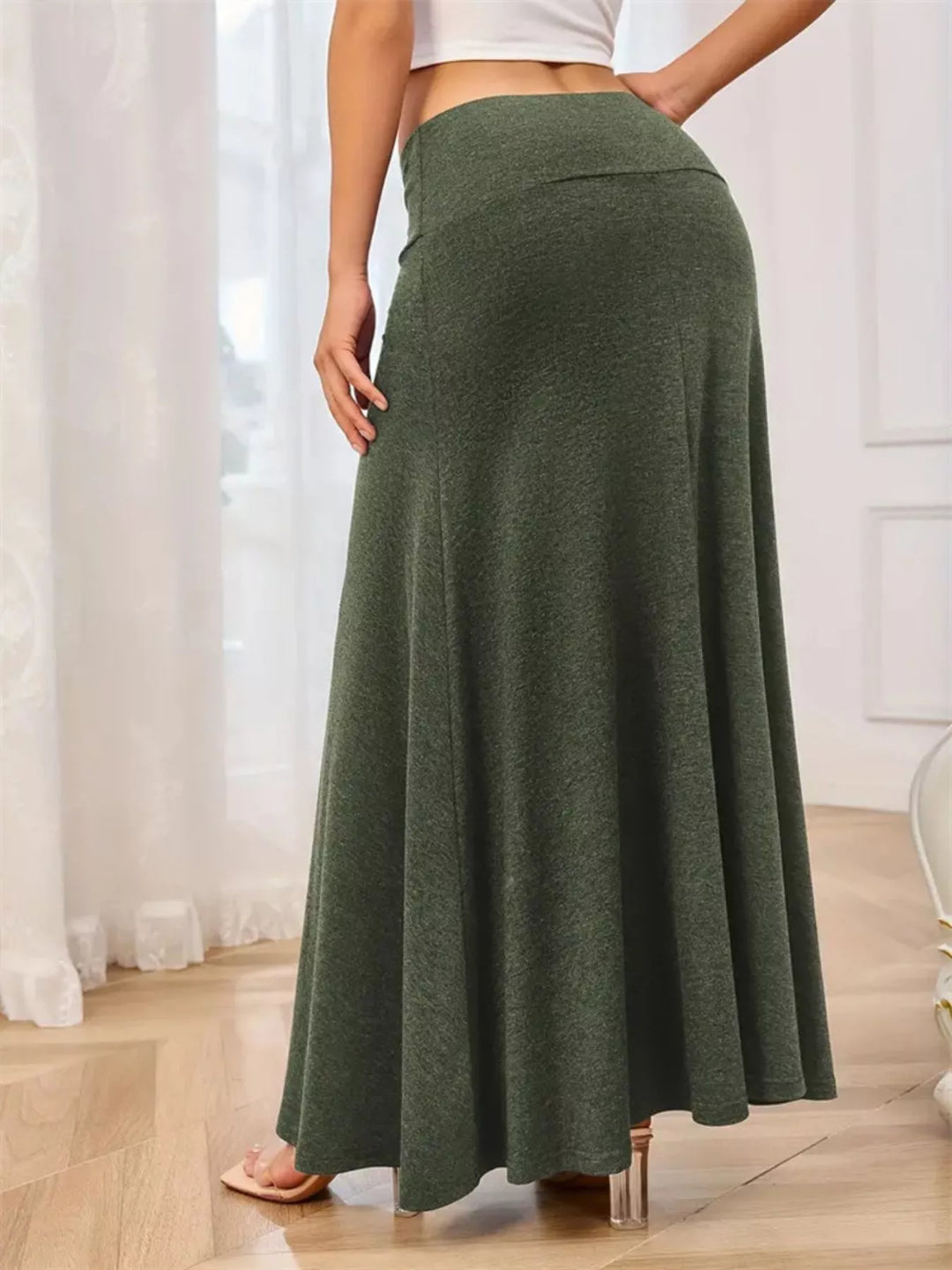 Flowy Maxi Skirt with Wide Waistband
