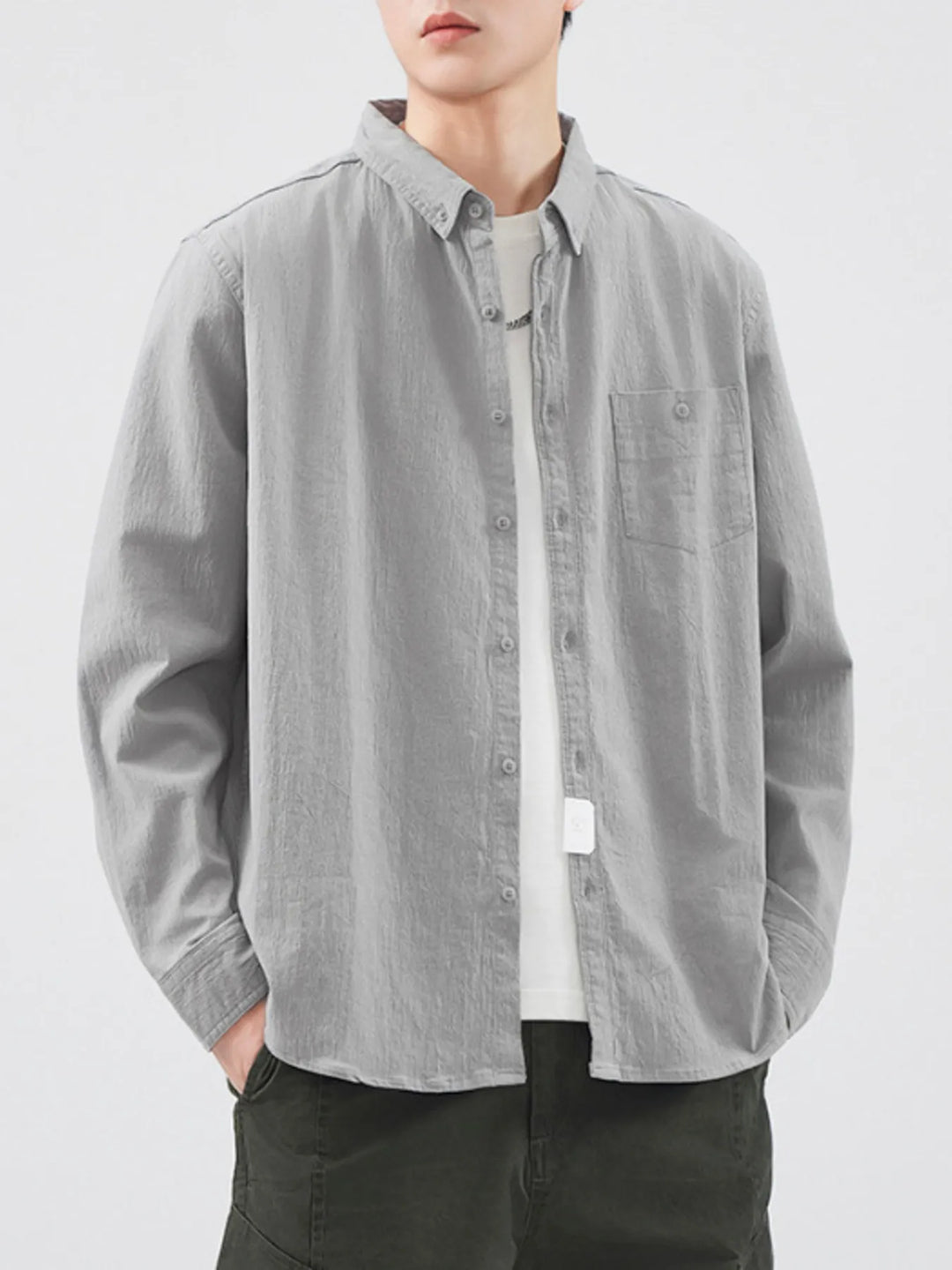 Men's Plus Size Button Up Long Sleeve Shirt