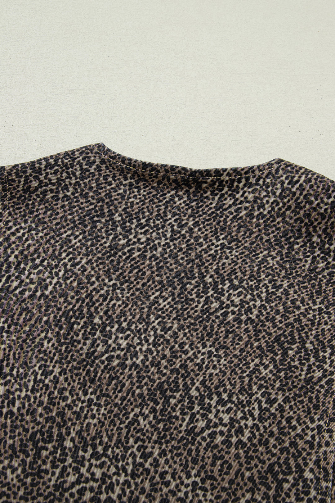 Brown Leopard Print Slim Denim Vest